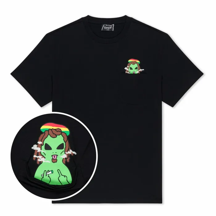 Ripndip Smoking Rasta Alien Pocket Tee Black Short Sleeve Tees