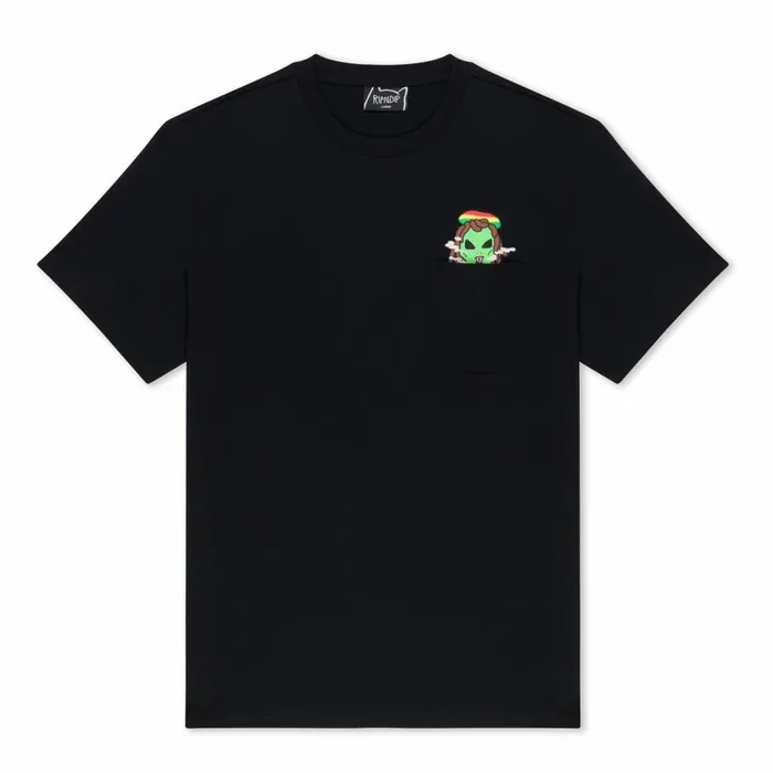 Ripndip Smoking Rasta Alien Pocket Tee Black Short Sleeve Tees Ripndip Smoking Rasta Alien Pocket Tee Black Short Sleeve Tees