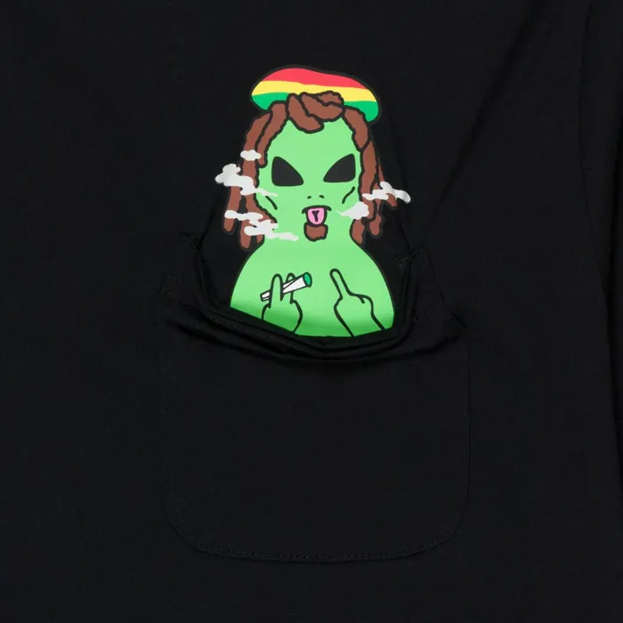 Ripndip Smoking Rasta Alien Pocket Tee Black Short Sleeve Tees Ripndip Smoking Rasta Alien Pocket Tee Black Short Sleeve Tees