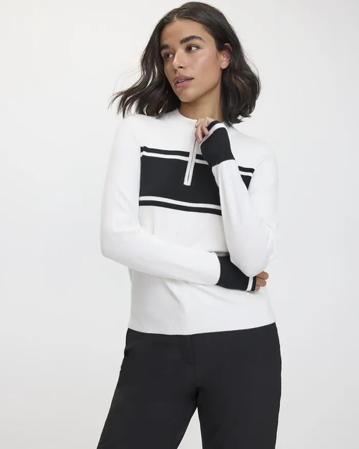 RWandCO Activewear LongSleeve CrewNeck Sweater With HalfZip 8211 Hyba 124 Regular 124 Reitmans Coconut Milk 8211 Women