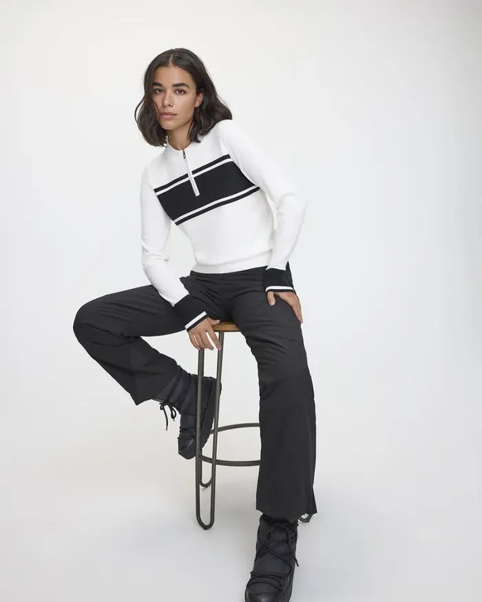 RWandCO Activewear LongSleeve CrewNeck Sweater With HalfZip 8211 Hyba 124 Regular 124 Reitmans Coconut Milk 8211 Women