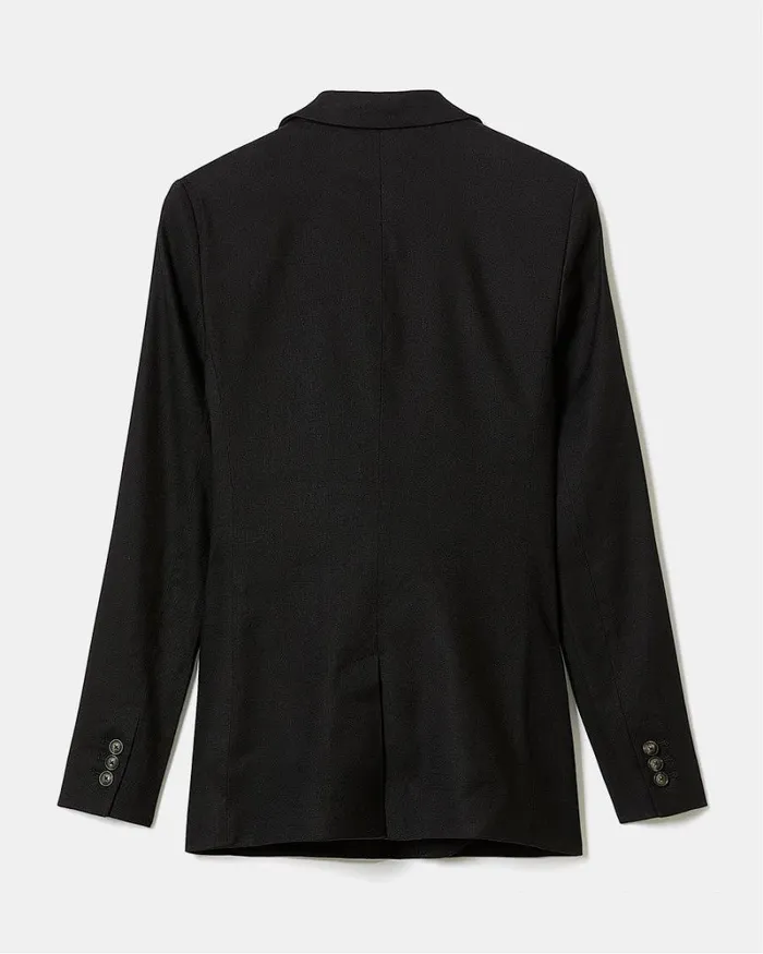 RWandCO Blazers OneButton Linen Blazer Black 8211 Women RWandCO Blazers OneButton Linen Blazer Black 8211 Women