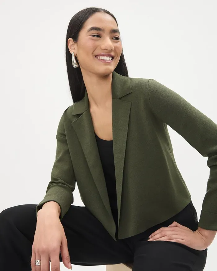 RWandCO Blazers Open Cropped Sweater Blazer Deep Depths 8211 Women