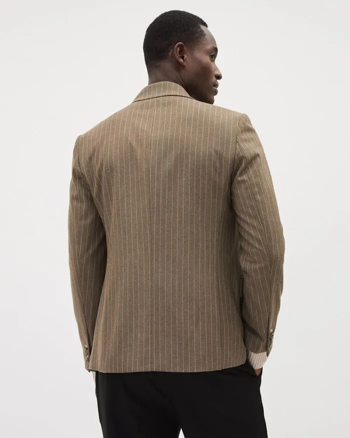 RWandCO Blazers Striped DoubleBreasted Blazer Light Brown 8211 Men RWandCO Blazers Striped DoubleBreasted Blazer Light Brown 8211 Men