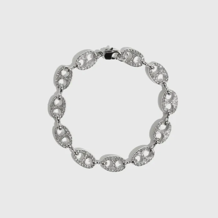RWandCO Bracelets and Rings DRAE Collection 8211 Coffee Beans Pav Bracelet Silver 8211 Women RWandCO Bracelets and Rings DRAE Collection 8211 Coffee Beans Pav Bracelet Silver 8211 Women