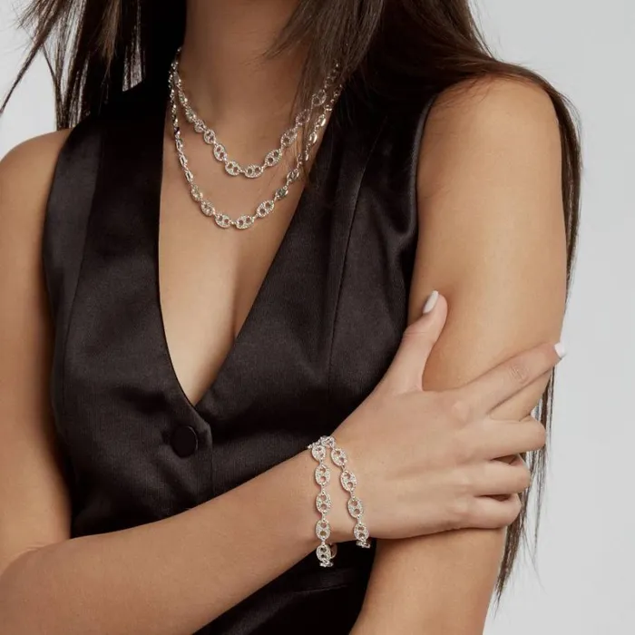 RWandCO Bracelets and Rings DRAE Collection 8211 Coffee Beans Pav Bracelet Silver 8211 Women