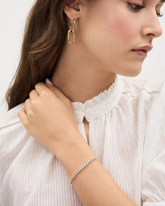 RWandCO Bracelets and Rings Tennis Bracelet With Teardrop Zirconias Gold 8211 Women