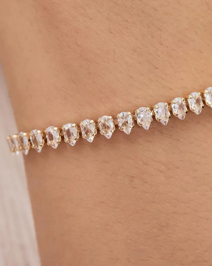 RWandCO Bracelets and Rings Tennis Bracelet With Teardrop Zirconias Gold 8211 Women