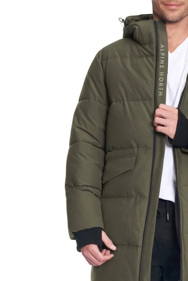 RWandCO Coats and Jackets Alpine North Men039s 8211 JASPER Vegan Down Recycled Winter Puffer Coat Dark Green 8211 Men