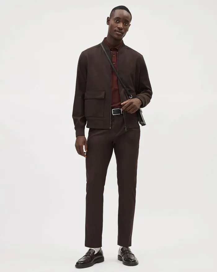 RWandCO Coats and Jackets Brushed Twill Bomber Jacket With Pockets Bordeaux 8211 Men RWandCO Coats and Jackets Brushed Twill Bomber Jacket With Pockets Bordeaux 8211 Men