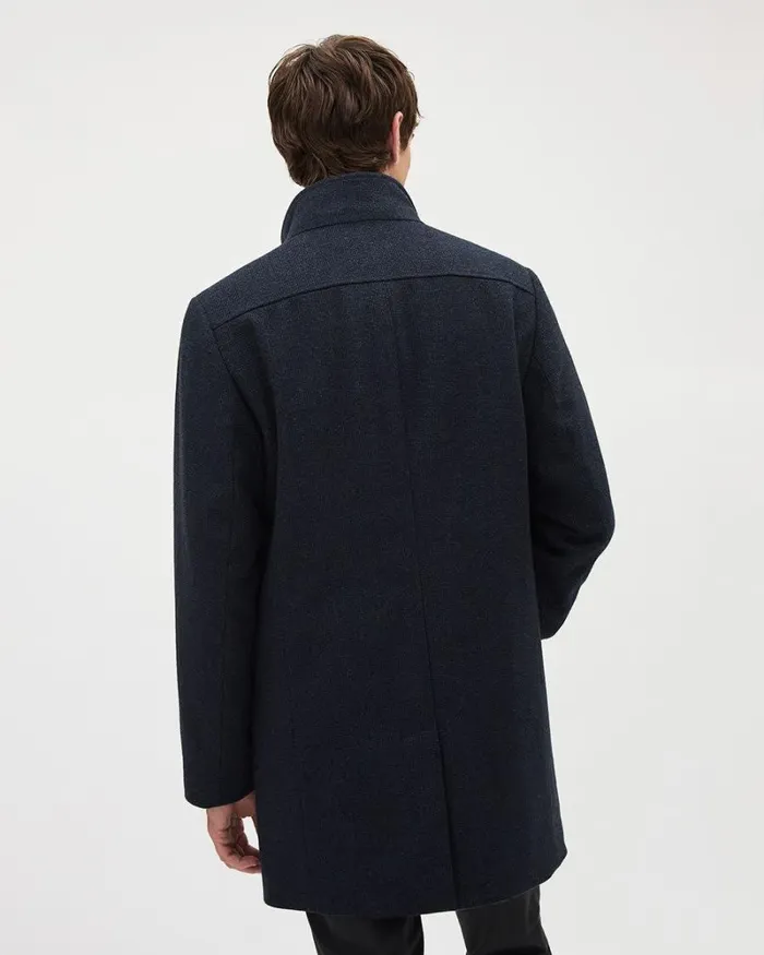 RWandCO Coats and Jackets Classic Indigo MockNeck Wool Coat With Dickey Indigo Blue 8211 Men RWandCO Coats and Jackets Classic Indigo MockNeck Wool Coat With Dickey Indigo Blue 8211 Men