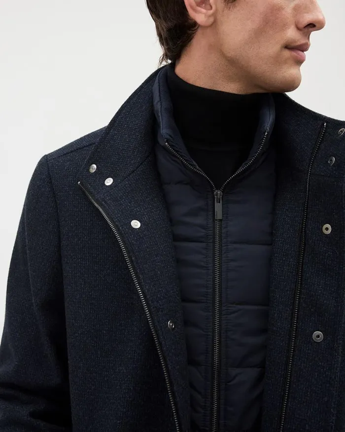 RWandCO Coats and Jackets Classic Indigo MockNeck Wool Coat With Dickey Indigo Blue 8211 Men RWandCO Coats and Jackets Classic Indigo MockNeck Wool Coat With Dickey Indigo Blue 8211 Men