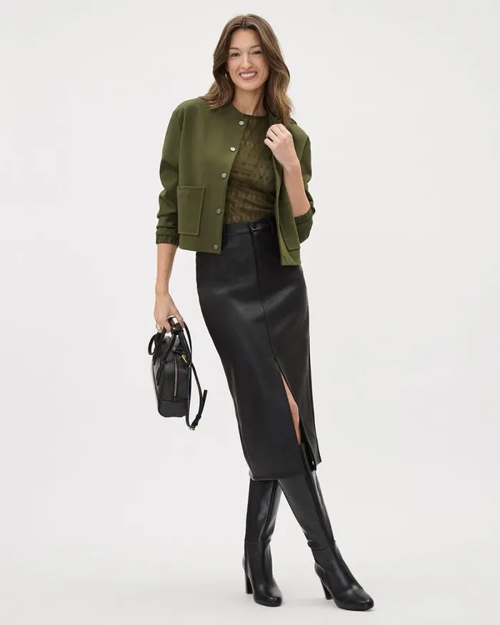 RWandCO Coats and Jackets Heavy Twill Bomber Jacket Green 8211 Women RWandCO Coats and Jackets Heavy Twill Bomber Jacket Green 8211 Women