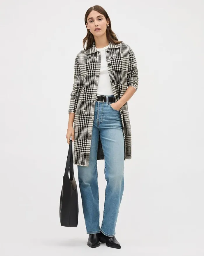 RWandCO Coats and Jackets Long ButtonedDown Plaid Cardigan Peyote Multi 8211 Women RWandCO Coats and Jackets Long ButtonedDown Plaid Cardigan Peyote Multi 8211 Women