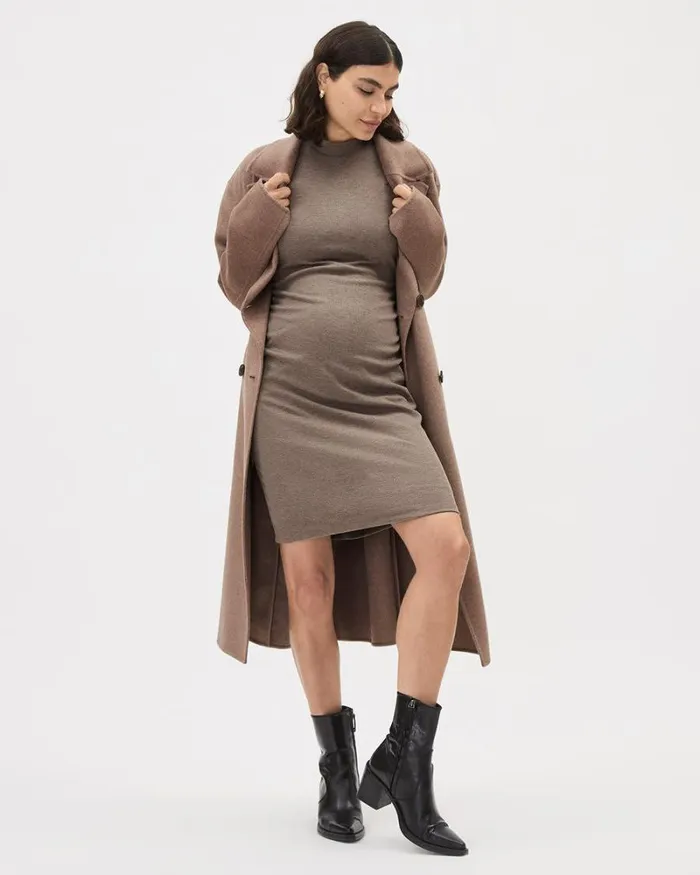 RWandCO Dresses and Jumpsuits LongSleeve MockNeck Ribbed Dress 8211 Thyme Maternity Falcon Mix 8211 Women RWandCO Dresses and Jumpsuits LongSleeve MockNeck Ribbed Dress 8211 Thyme Maternity Falcon Mix 8211 Women