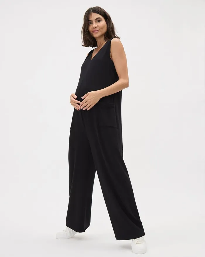 RWandCO Dresses and Jumpsuits RelaxedFit Nursing Jumpsuit 8211 Thyme Maternity Black 8211 Women