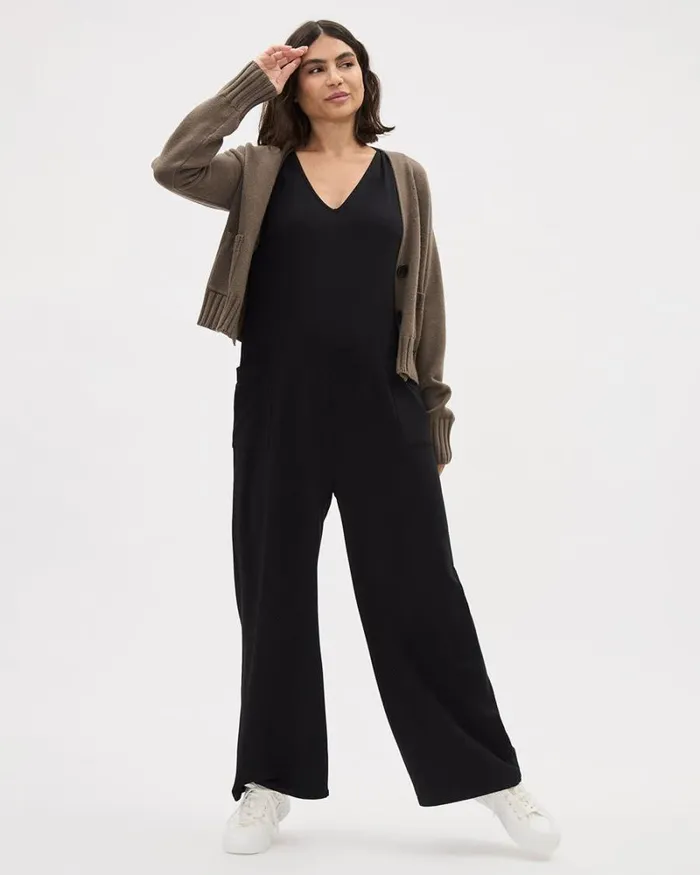 RWandCO Dresses and Jumpsuits RelaxedFit Nursing Jumpsuit 8211 Thyme Maternity Black 8211 Women