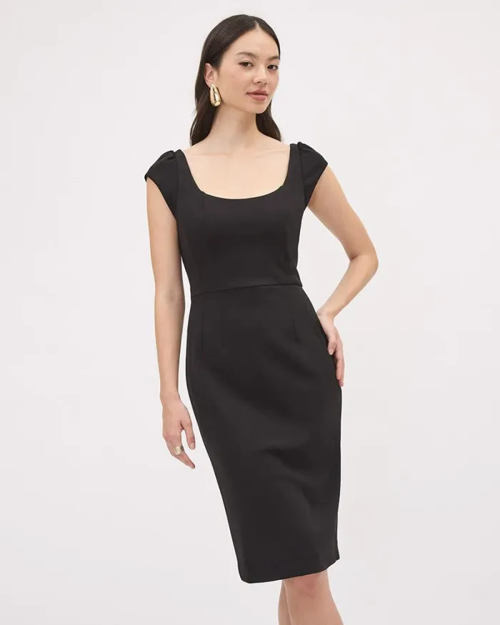 RWandCO Dresses Black CapSleeve Crepe Dress With Scoop Neckline Black 8211 Women RWandCO Dresses Black CapSleeve Crepe Dress With Scoop Neckline Black 8211 Women