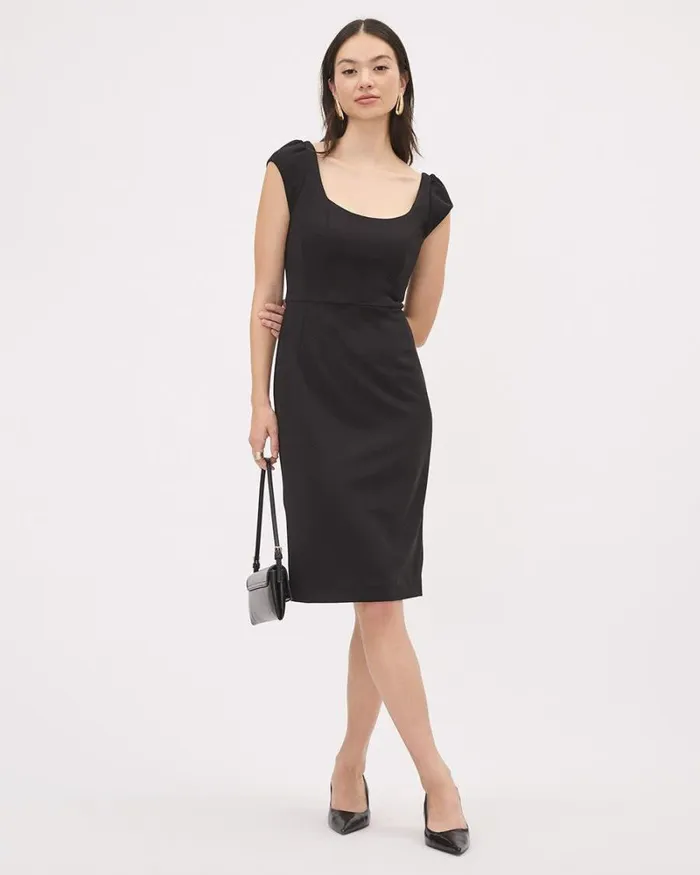 RWandCO Dresses Black CapSleeve Crepe Dress With Scoop Neckline Black 8211 Women RWandCO Dresses Black CapSleeve Crepe Dress With Scoop Neckline Black 8211 Women