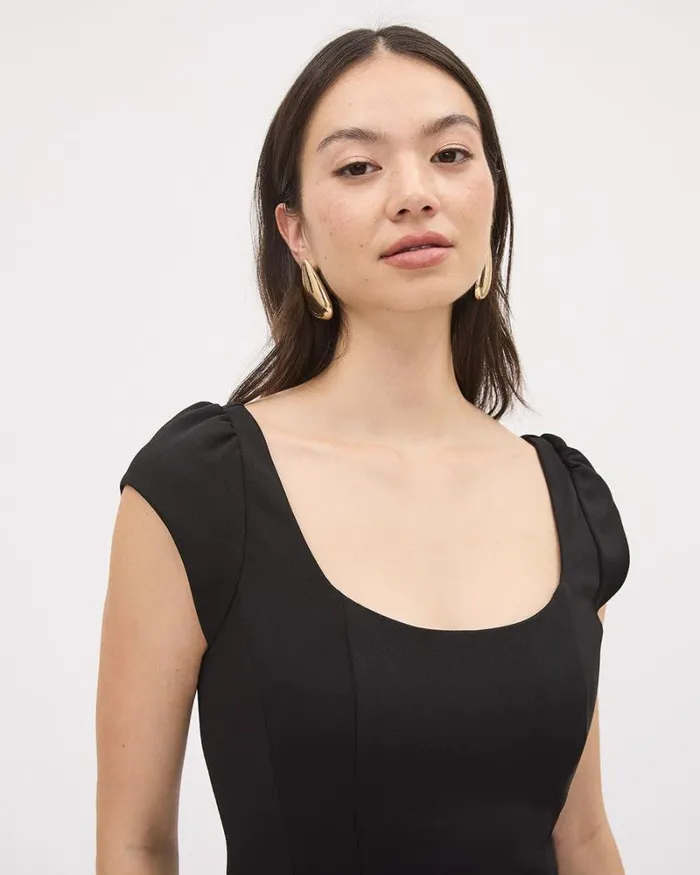 RWandCO Dresses Black CapSleeve Crepe Dress With Scoop Neckline Black 8211 Women RWandCO Dresses Black CapSleeve Crepe Dress With Scoop Neckline Black 8211 Women