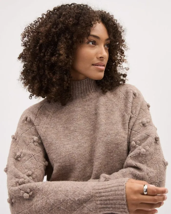RWandCO Dresses LongSleeve CrewNeck Spongy Dress With 3D Flowers Portabella Mix 8211 Women RWandCO Dresses LongSleeve CrewNeck Spongy Dress With 3D Flowers Portabella Mix 8211 Women