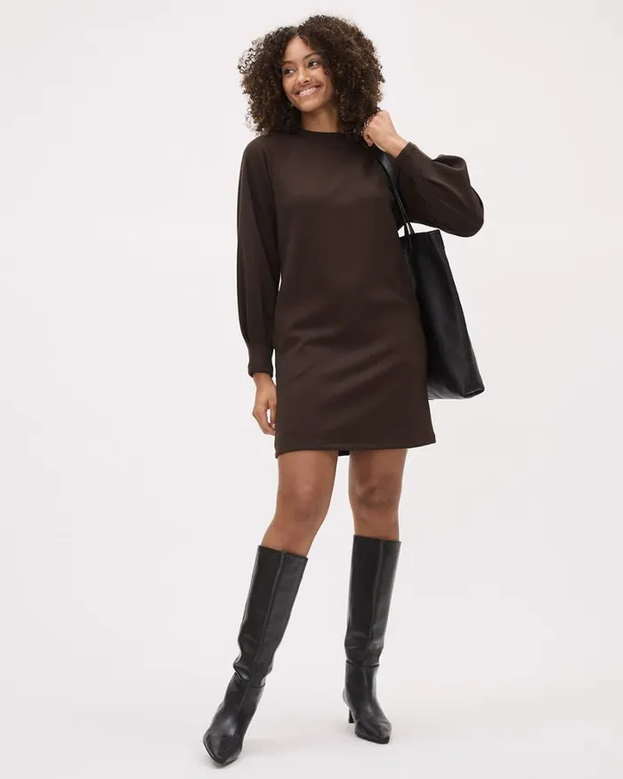 RWandCO Dresses LongSleeve Mini Scuba Dress Coffee Bean 8211 Women