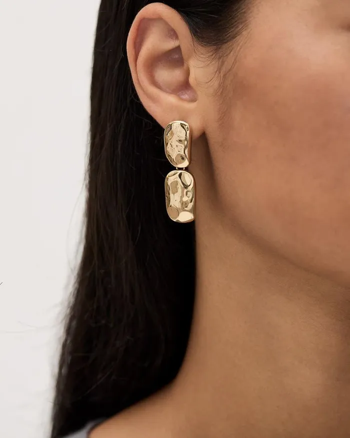 RWandCO Earrings Statement Golden Pendant Earrings Gold 8211 Women