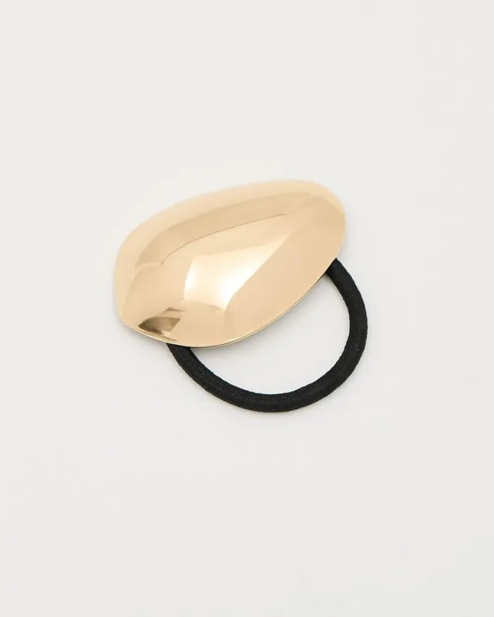 RWandCO Hair Accessories Hair Elastic With Oval Metal Plate Gold 8211 Women