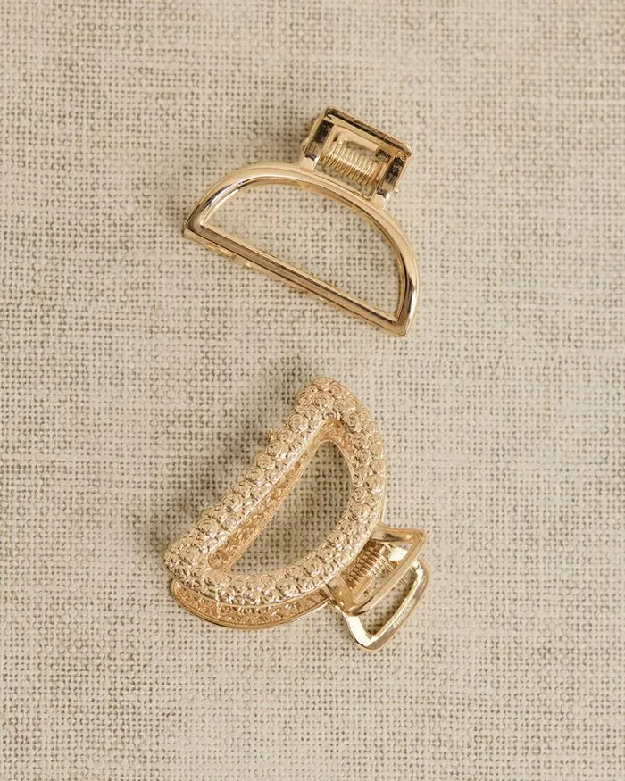 RWandCO Hair Accessories Metal Hair Grippers 8211 Set Of 2 Gold 8211 Women