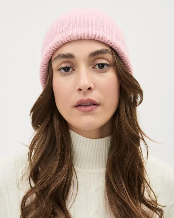 RWandCO Hats Gloves and Scarves Beanie With Large Ribbed Cuff Pink 8211 Women RWandCO Hats Gloves and Scarves Beanie With Large Ribbed Cuff Pink 8211 Women