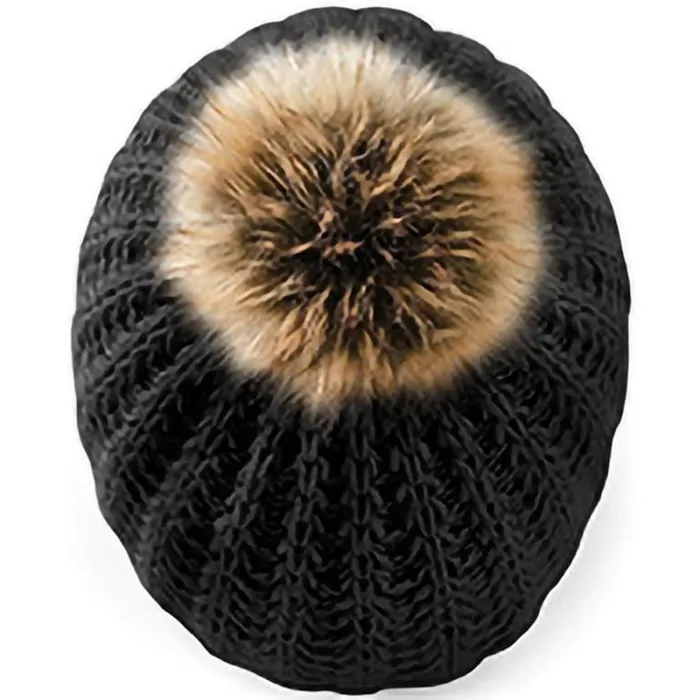 RWandCO Hats Gloves and Scarves Beechfield 8211 LadiesWomens Faux Fur Pom Pom Winter Beanie Black 8211 Women RWandCO Hats Gloves and Scarves Beechfield 8211 LadiesWomens Faux Fur Pom Pom Winter Beanie Black 8211 Women