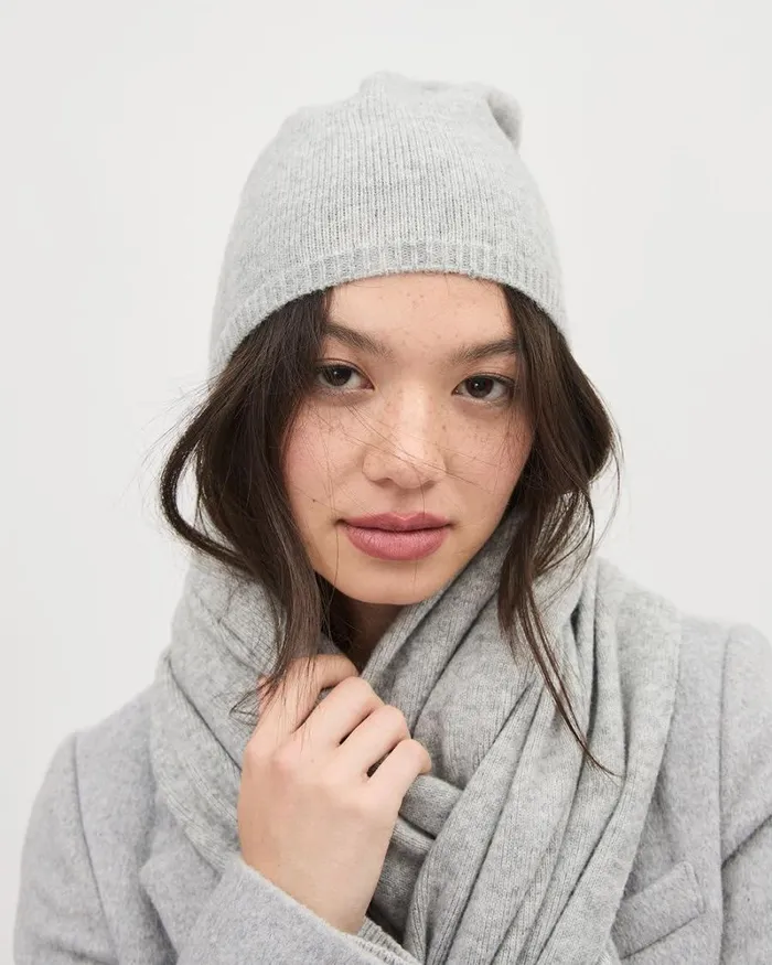 RWandCO Hats Gloves and Scarves WoolBlend Light Knit Beanie Light Grey Mix 8211 Women RWandCO Hats Gloves and Scarves WoolBlend Light Knit Beanie Light Grey Mix 8211 Women