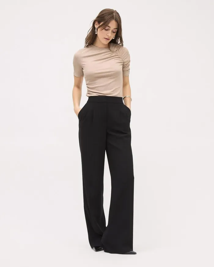 RWandCO HighRise Black HighRise WideLeg Crepe Pant Black 8211 Women