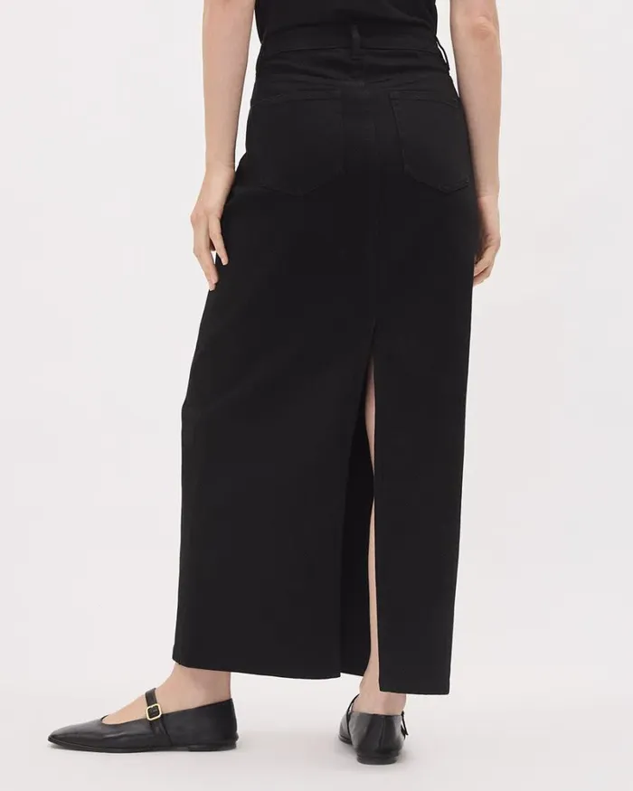 RWandCO Jeans Black Maxi Denim Skirt With Back Slit Black 8211 Women RWandCO Jeans Black Maxi Denim Skirt With Back Slit Black 8211 Women