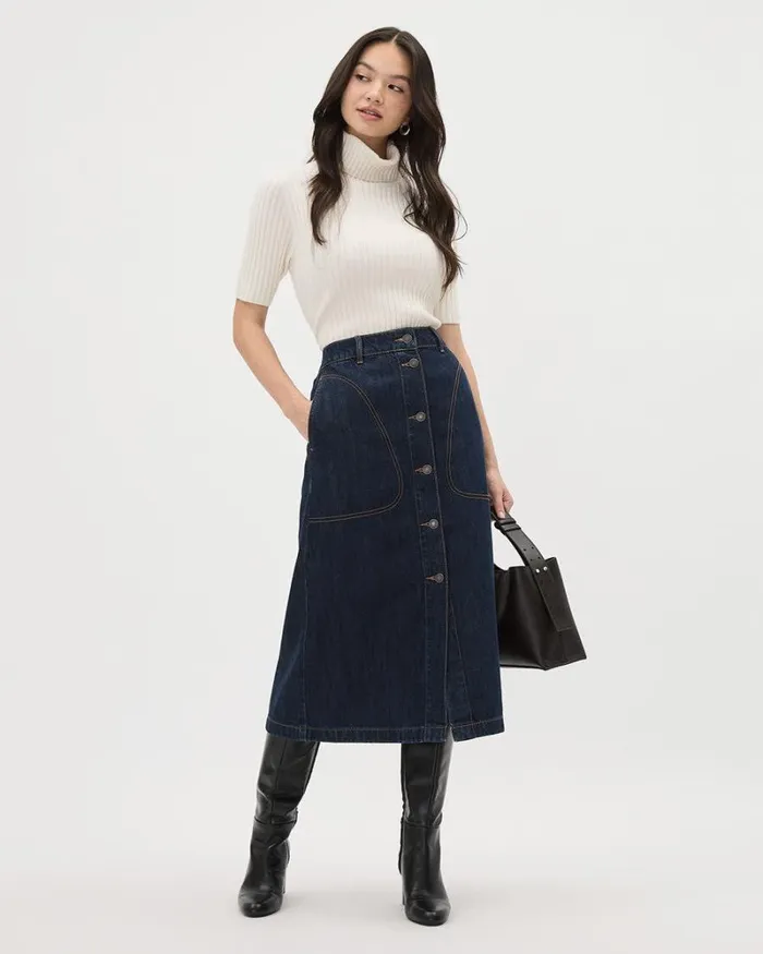 RWandCO Jeans Denim HighRise ALine Skirt Raw Denim 8211 Women RWandCO Jeans Denim HighRise ALine Skirt Raw Denim 8211 Women