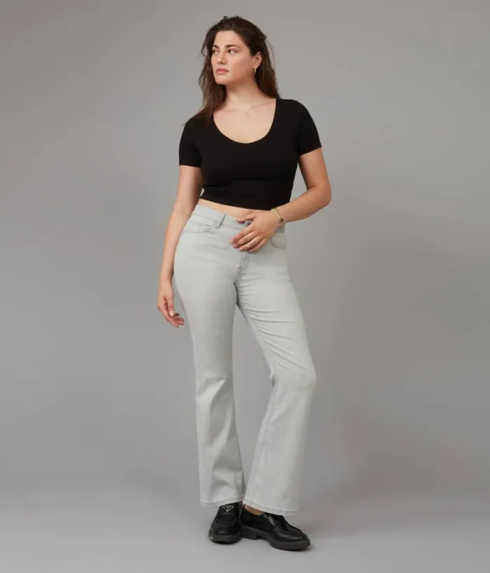 RWandCO Jeans Lola Jeans ALICEMA High Rise Flare Jeans Light Grey 8211 Women