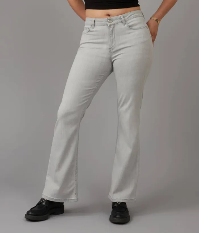 RWandCO Jeans Lola Jeans ALICEMA High Rise Flare Jeans Light Grey 8211 Women