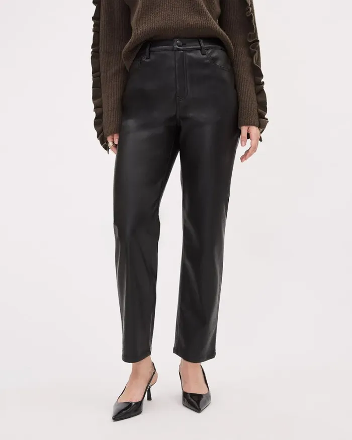 RWandCO Jeans StraightLeg HighRise Faux Leather Pant Black 8211 Women
