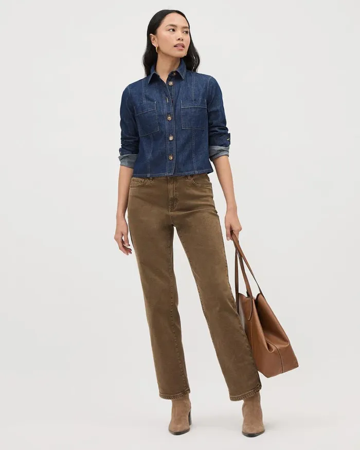 RWandCO Jeans Vintage HighWaisted StraightLeg Jeans Dark Natural Pecan 8211 Women