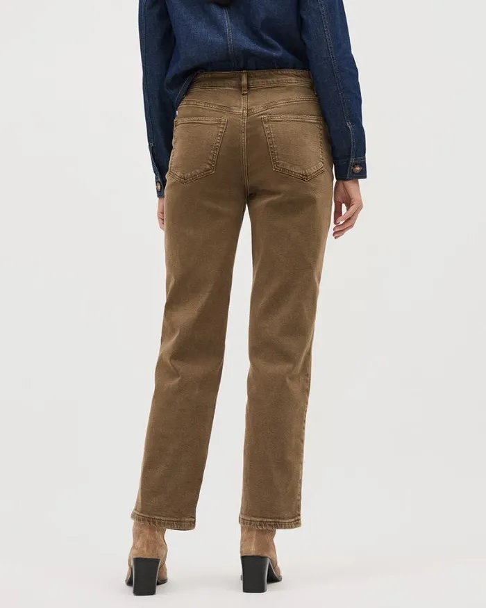 RWandCO Jeans Vintage HighWaisted StraightLeg Jeans Dark Natural Pecan 8211 Women