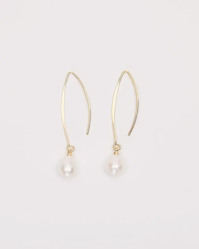 RWandCO Jewelry Golden Earrings With Pearl Pendant Gold 8211 Women