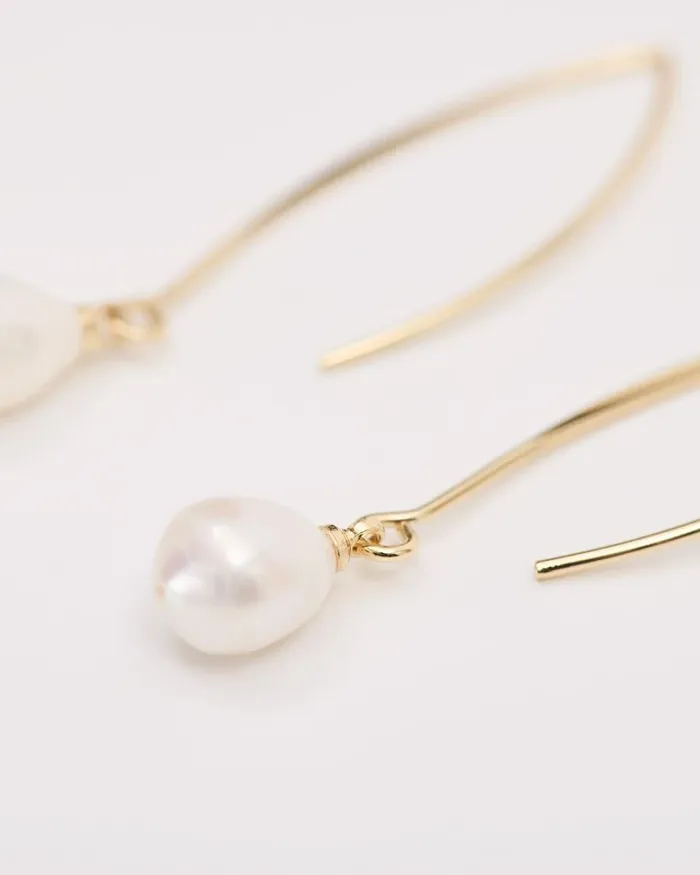 RWandCO Jewelry Golden Earrings With Pearl Pendant Gold 8211 Women RWandCO Jewelry Golden Earrings With Pearl Pendant Gold 8211 Women