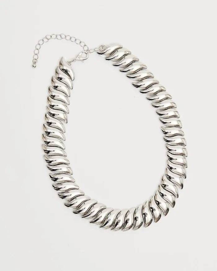 RWandCO Jewelry Short Chunky Necklace Silver 8211 Women
