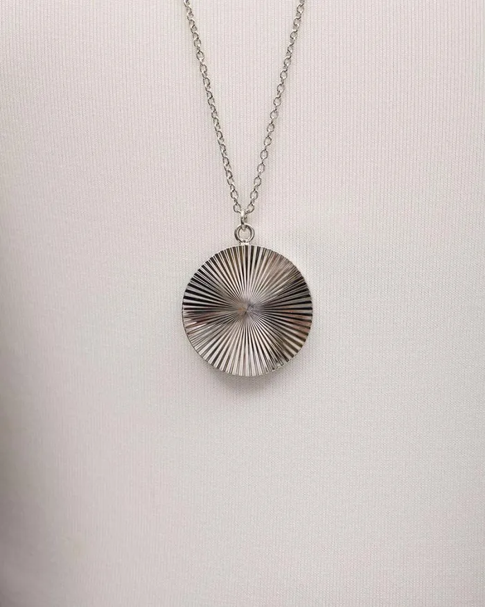 RWandCO Necklaces Long Necklace With Disc Pendant Silver 8211 Women RWandCO Necklaces Long Necklace With Disc Pendant Silver 8211 Women
