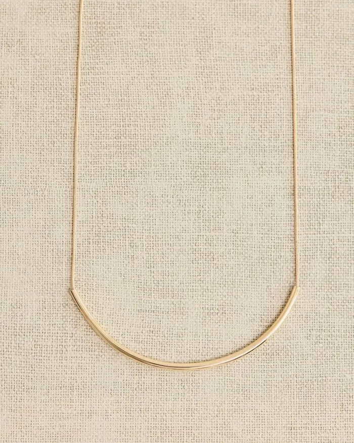 RWandCO Necklaces Short Necklace With Curved Metal Tube Gold 8211 Women