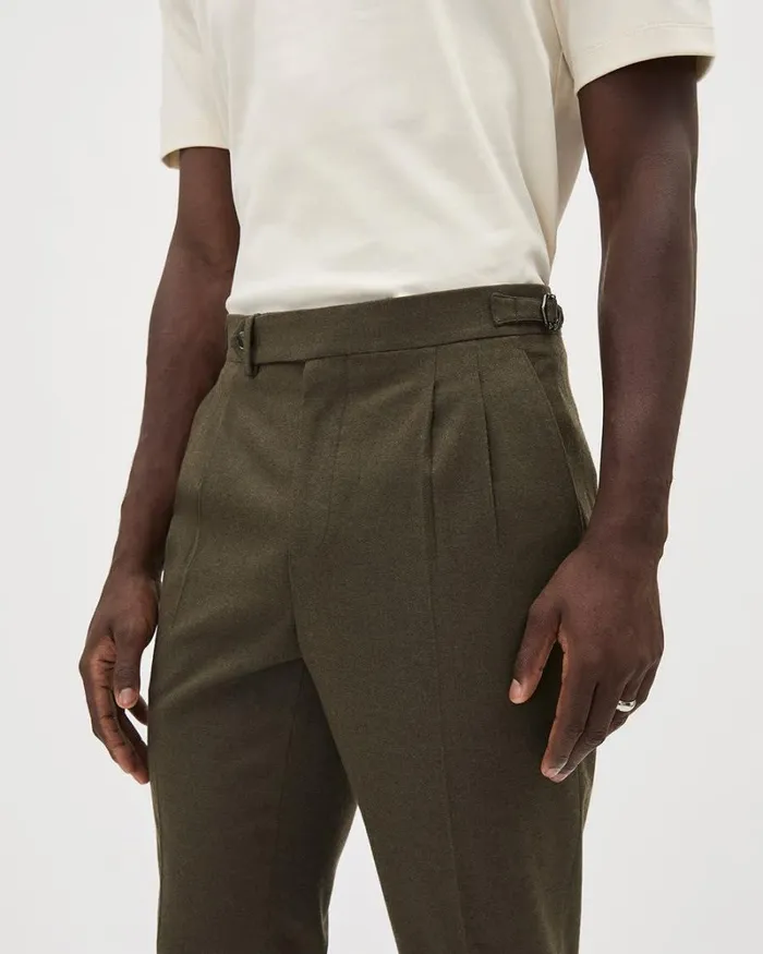 RWandCO Pants Brushed TaperedLeg Pleated Pant Dark Khaki 8211 Men RWandCO Pants Brushed TaperedLeg Pleated Pant Dark Khaki 8211 Men