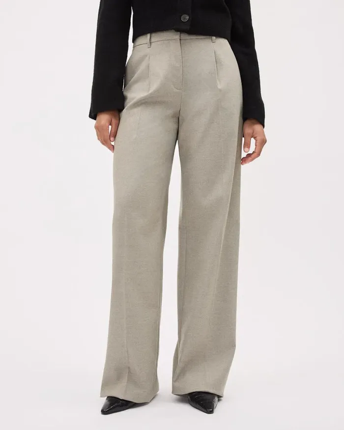 RWandCO Pants HighRise WideLeg Flannel Pant Oatmeal 8211 8211 Women