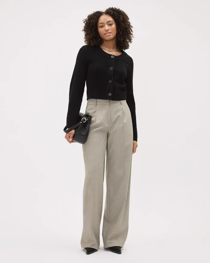 RWandCO Pants HighRise WideLeg Flannel Pant Oatmeal 8211 8211 Women