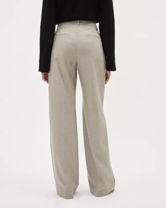 RWandCO Pants HighRise WideLeg Flannel Pant Oatmeal 8211 8211 Women