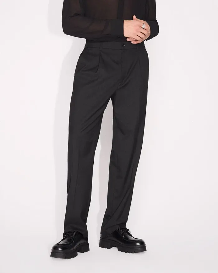 RWandCO Pants Pleated StraightLeg Pant With Elastic Waistband Black 8211 Men RWandCO Pants Pleated StraightLeg Pant With Elastic Waistband Black 8211 Men